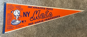 lot 66B image: Vintage 1969 New York Mets World Champions Pennant