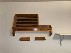 lot 78 image: Wooden Wall-Mounted Organizer with Mail Slots and Peg Rack