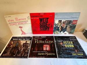 lot 13 image: Collection of 9 Vintage Henry Mancini and Soundtrack Vinyl Records