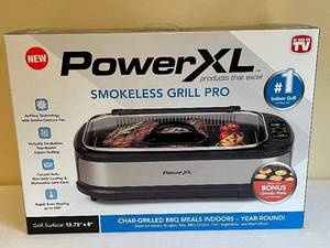 lot 15 image: PowerXL Smokeless Grill Pro with Griddle Plate, Unopened in Box