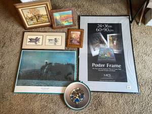 lot 32 image: Assorted Wall Art and Framed Prints with Decorative Duck Clock