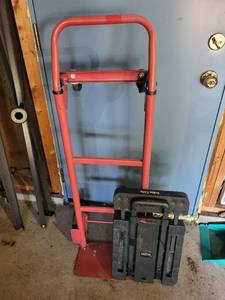 lot 155 image: Two Dollies Including Red Hand Truck and Trolley Dolly Foldable Cart
