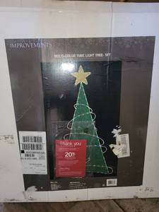 lot 163 image: 5ft Multi-Color Tube Light Tree with Star Topper and Holiday Yard Decor Set
