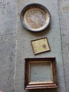 lot 164 image: Group of Vintage Picture Frames and Ornate Metal Platter