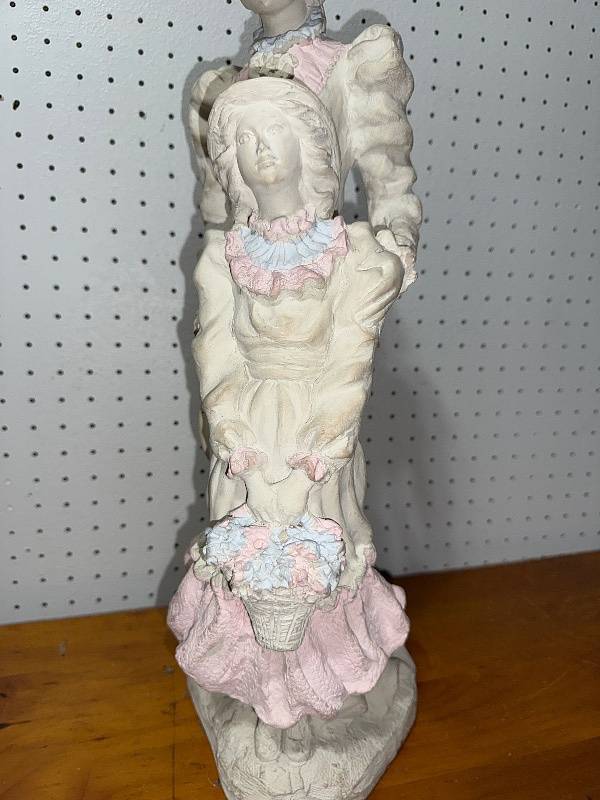 lot 152 image: Vintage-Style Figurine of Two Women with Basket Signed by the Artist