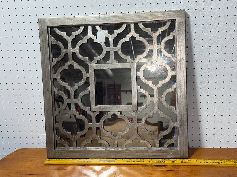 lot 54E image: Decorative Square Mirror with Geometric Pattern