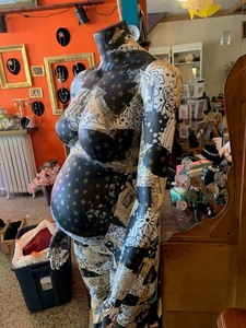 lot 141 image: Decorative Pregnant Mannequin with Artistic Collage Design