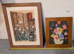 lot 64U image: Set of 2 Framed Floral Art Prints
