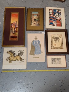 lot 67U image: Collection of 7 Framed and Unframed Art Prints Including Urban and Abstract Designs