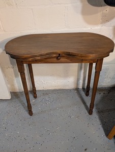 lot 68U image: Vintage Kidney-Shaped Wood Accent Table with Drawer