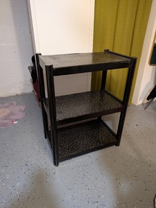 lot 70U image: 3-Tier Black Wooden Shelf with Gold Star Pattern