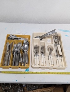 lot 71E image: Large Assorted Flatware Collection with Vintage and Modern Utensils