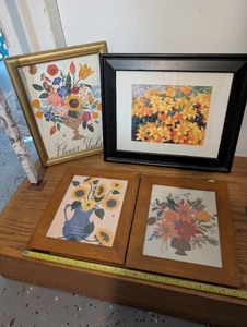 lot 78U image: Collection of 4 Framed Floral Art Prints