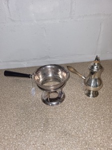 lot 42 image: Vintage Silver Plated Chocolate Pot and Sheffield Chafing Dish Set