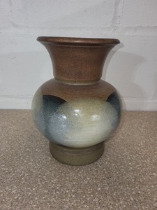 lot 44B image: Vintage Handcrafted Ceramic Vase with Earth Tone Glaze