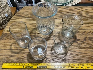lot 50B image: Set of 5 Clear Glass Vases - Various Shapes & Sizes