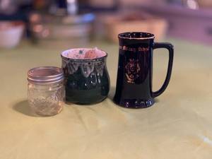 lot 166 image: Group of 3 Assorted Mugs and Jars Including Military School Mug