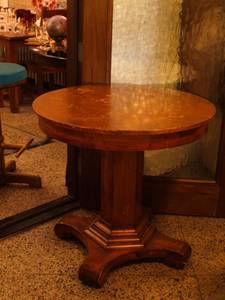 lot 184 image: Vintage Round Wooden Side Table with Pedestal Base - Needs Some TLC, Perfect Project Table