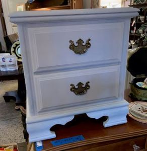 lot 226 image: Vintage Painted Wooded Bedside Table with Two Drawers