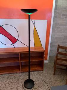 lot 229E image: 71-Inch Tall Black Torchiere Floor Lamp with 11-Inch Diameter Shade