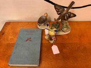 lot 232 image: Bird-Themed Collectible Lot with Porcelain Figurines and Field Guide Book