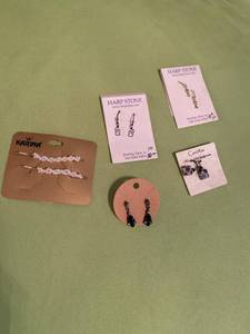 lot 235 image: Lot of 5 Pairs Fashion Earrings Including Harp Stone and Karina