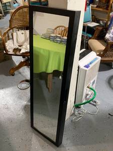 lot 240 image: Black Mirrored Jewelry Cabinet with Wall Mount and Storage Shelves