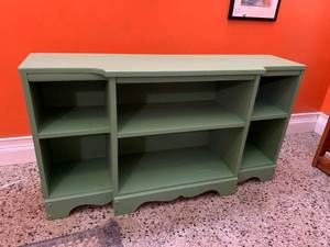 lot 243 image: Green Wooden Bookshelf with Open Shelves, 48in x 27in
