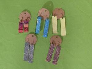 lot 209 image: Set of 4 Glittery Handmade Dangle Earrings