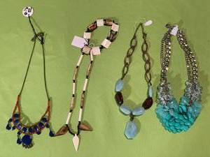 lot 213 image: Collection of 4 Fashion Necklaces with Beads and Chains