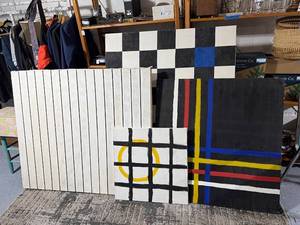 lot 35E image: Set of 5 Abstract Geometric Paintings - Modern Art Collection