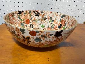 lot 57E image: Large Decorative Floral Ceramic Bowl - 14 Inch Diameter