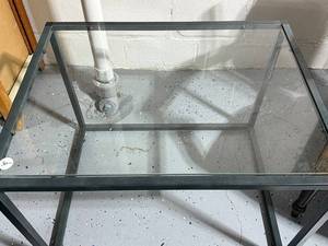lot 71E image: Contemporary Metal Frame Glass Top Table