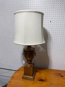 lot 73 image: Elegant Vintage Wooden Table Lamp with Shade