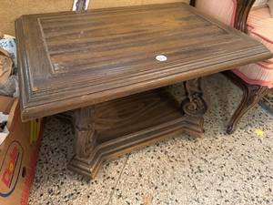 lot 82E image: Vintage Wooden Side Table with Ornate Carved Legs