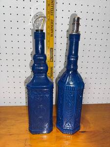lot 114 image: Vintage Cobalt Blue Glass Decanter Set with Stoppers - Not intended for food