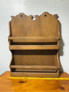 lot 121 image: Vintage Wooden Wall Shelf with Two-Tier Storage