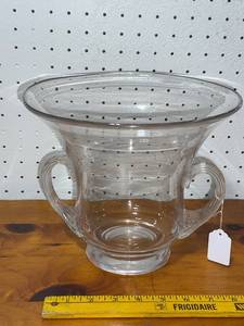 lot 128 image: Clear Glass Urn with Dual Handles