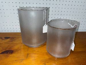 lot 153 image: Pair of Textured Glass ShadesVases with Unique Pattern