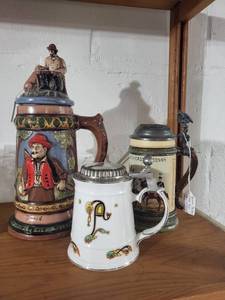 lot 6A image: Set of 3 Decorative Beer Steins Including Thewalt and Irish Tara Marks