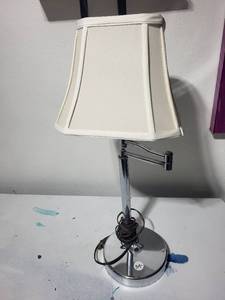 lot 33E image: Adjustable Chrome Table Lamp with Fabric Shade