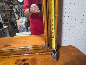 lot 69E image: Rustic Bamboo-Style Framed Mirror with Natural Finish