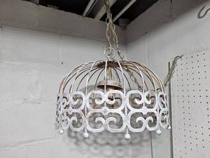 lot 83 image: Vintage Wrought Iron Chandelier with Ornate Design