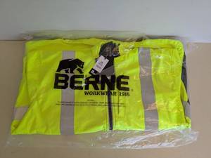 lot 45 image: BERNE WORKWEAR 2XL HIGH VISIBILITY HOODED JACKET YELLOW