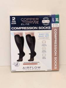 lot 65 image: COPPER FIT ELITE COMPRESSION SOCKS LXL 2 PACK