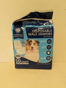 lot 109 image: AMERICAN KENNEL CLUB ULTRA-ABSORBENT DISPOSABLE MALE DIAPERS FOR DOGS