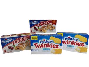 lot 38 image: Hostess Lot  (2) Cherry Cheese Danish & (2) Twinkies