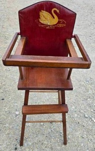 lot 1002 image: Wooden Doll Highchair