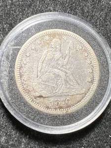 lot 25 image: 1876 US SEATED LIBERTY QUARTER IN AIRTITE