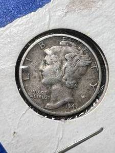 lot 75 image: 1941-D US MERCURY DIME